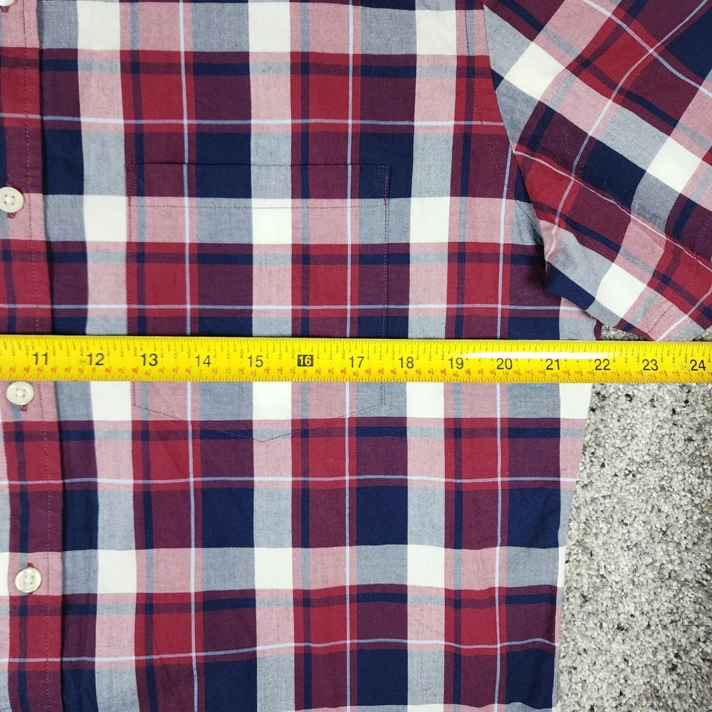 Banana Republic Shirt Mens Large Plaid Soft Wash Standard Fit Short Sleeve EUC